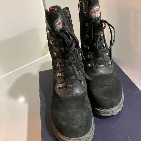 Bottes d'hiver OLANG avec crampons - Noires & Rouges - Taille 8 US - Picture 3 of 6